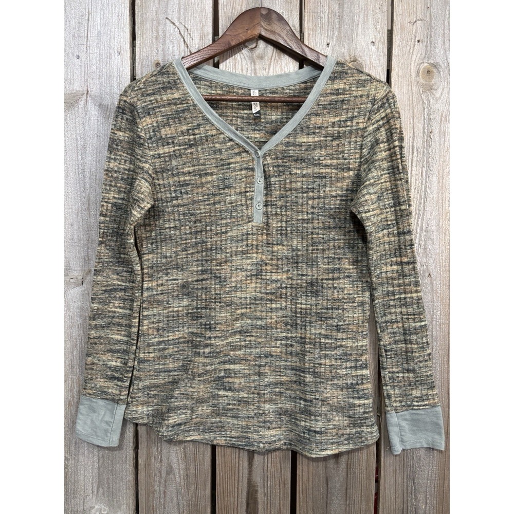 Legendary Whitetails Marled Green Henley Top Size M Earthy Cottagecore